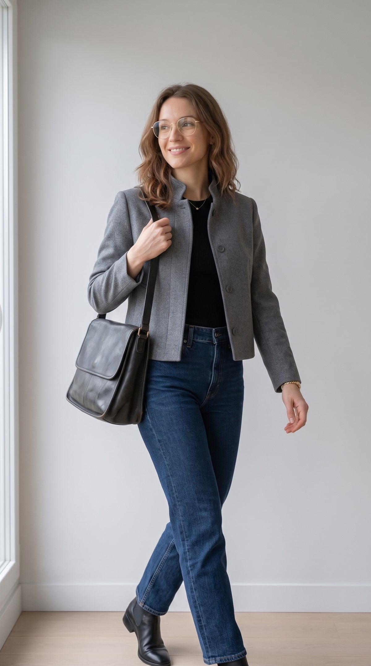 Short Stand-Collar Single-Breasted Elegant Woolen Coat